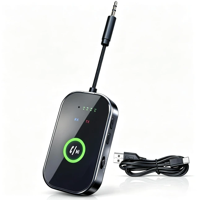 Main image of Bluetooth 6.0 Transmitter Receiver, 2-in-1 Wireless Audio Adapter for Plane Low Latency Headphone Connector for TV, Airplane & Car, 3.5mm AUX Jack Bluetooth Transmitter