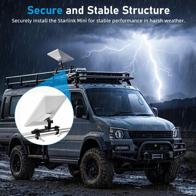 Alt view image 7 of 7 - Foldable Pipe Adapter Compatible with Starlink Mini Mount Fits 2024 to 2026 setups; T-handle clamp attachment; RV ladder installation; roof rack and tripod rail; camper accessories