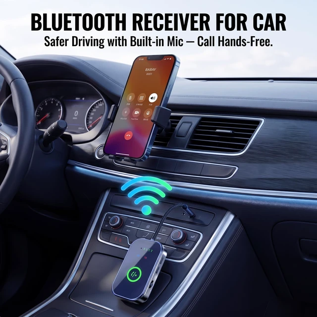 Alt view image 6 of 7 - Bluetooth 6.0 Transmitter Receiver, 2-in-1 Wireless Audio Adapter for Plane Low Latency Headphone Connector for TV, Airplane & Car, 3.5mm AUX Jack Bluetooth Transmitter
