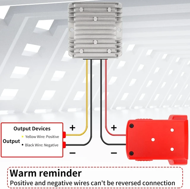 Alt view image 3 of 6 - 18V to 12V Step Down Converter Aadpter Compatible with Milwaukee M18 Batteries, DC 12 Voltage Battery Power Adapter, 20A 240W Buck Converter Regulator,with Over Discharge Protection, Switch and Fuse