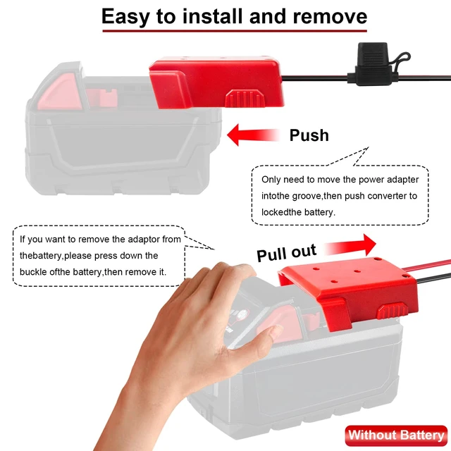 Alt view image 6 of 6 - 18V to 12V Step Down Converter Aadpter Compatible with Milwaukee M18 Batteries, DC 12 Voltage Battery Power Adapter, 20A 240W Buck Converter Regulator,with Over Discharge Protection, Switch and Fuse