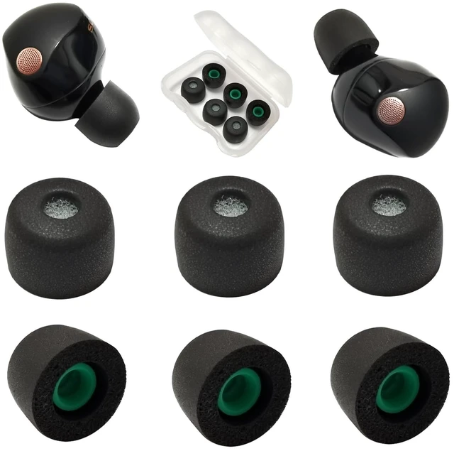 Main image of Memory Foam Replacement Ear Tips for Sony WF-1000XM5 3 Pairs Medium, Anti-slip Tips for Sony Earbuds Accessories, Noise Isolating & Comfort Fit, Compatible with WF-1000XM4, Black