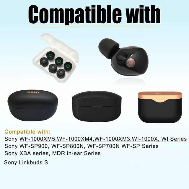 Alt view image 6 of 6 - Memory Foam Replacement Ear Tips for Sony WF-1000XM5 3 Pairs Medium, Anti-slip Tips for Sony Earbuds Accessories, Noise Isolating & Comfort Fit, Compatible with WF-1000XM4, Black