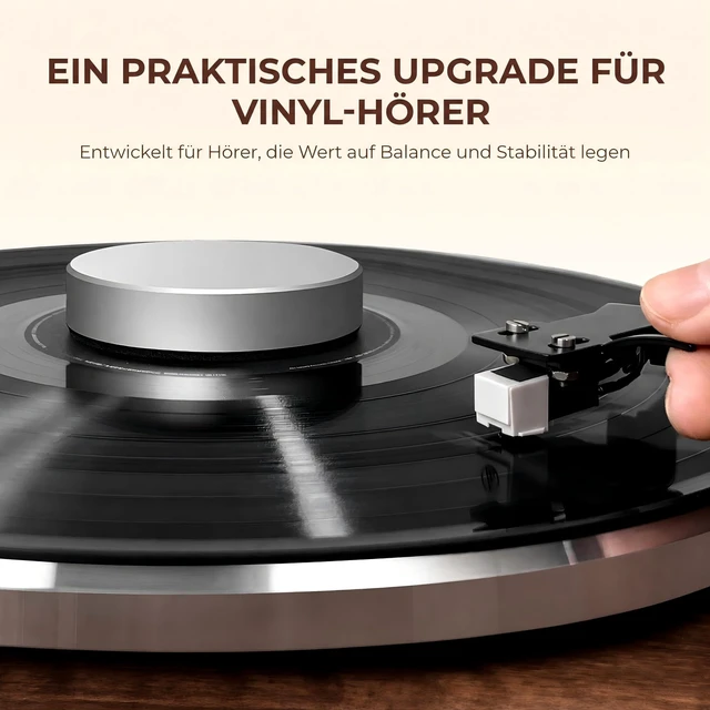 Alt view image 6 of 7 - Turntable-Safe 7.1±0.2 oz (200±5 g) Aluminum Record Weight Stabilizer Balanced Vinyl Record Weight, Low-Profile Design, Soft Velvet Felt Damping Base, Reduces Micro-Vibration & Resonance, Silver