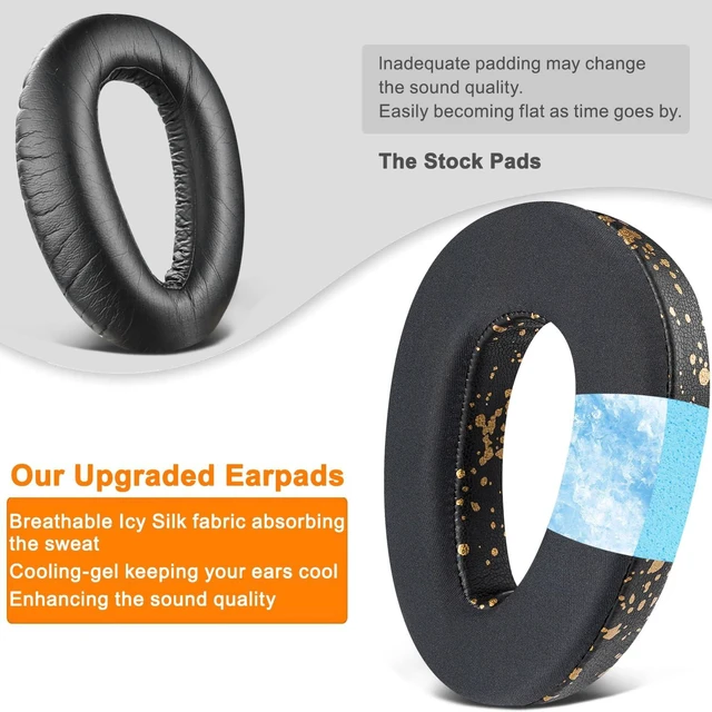 Alt view image 4 of 5 - Cooling-Gel Earpads Replacement for Sennheiser PXC480, PXC550, PXC 550-II, MB660 UC, MB 660 MC, Ear Pads Cushions for EPOS Adapt 660, with Noise Isolation Memory Foam - Black Gold