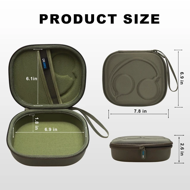 Alt view image 7 of 7 - Hard Case for Skullcandy Bluetooth Headphone, Army Green(Case Only) for Skullcandy Crusher ANC 2/Crusher Evo/Crusher 1080/Crusher 720/Crusher/Crusher 540/Hesh ANC/Hesh Evo/Hesh 540 Headphones