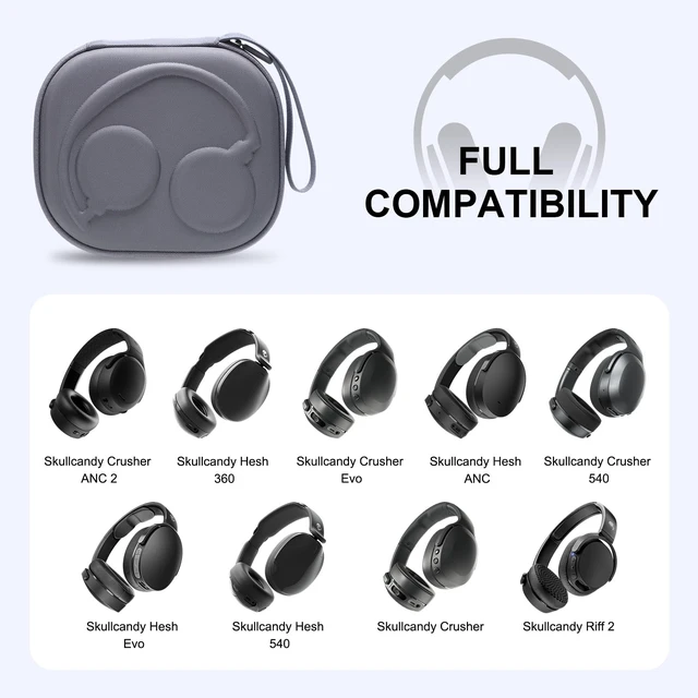 Alt view image 2 of 7 - Hard Case for Skullcandy Bluetooth Headphones, Grey(Case Only) for Skullcandy Crusher ANC 2/Crusher Evo/Crusher 1080/Crusher 720/Crusher/Crusher 540/Hesh ANC/Hesh Evo/Hesh 540 Headphones