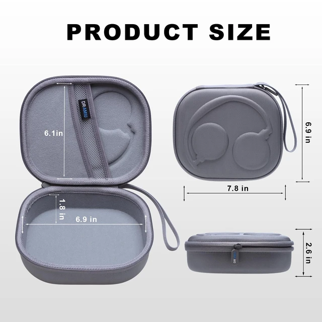 Alt view image 6 of 7 - Hard Case for Skullcandy Bluetooth Headphones, Grey(Case Only) for Skullcandy Crusher ANC 2/Crusher Evo/Crusher 1080/Crusher 720/Crusher/Crusher 540/Hesh ANC/Hesh Evo/Hesh 540 Headphones