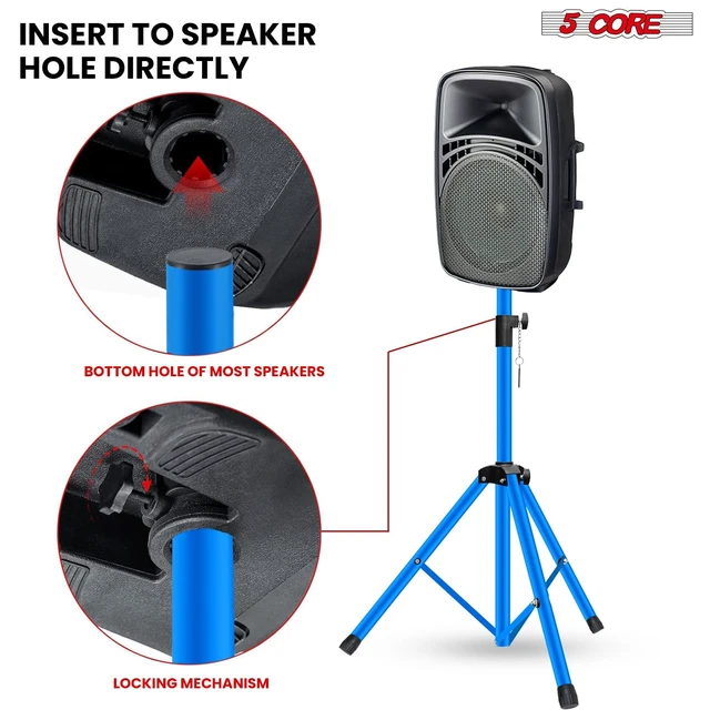 Alt view image 6 of 7 - 5Core Speaker Stands Pair PA DJ Tripod Heavy Duty w 35mm Mount Insert Adjustable Universal Large Tall 31 to 54 Inch Stand w Safety Pin and Knob Tension Locking for Stage Studio