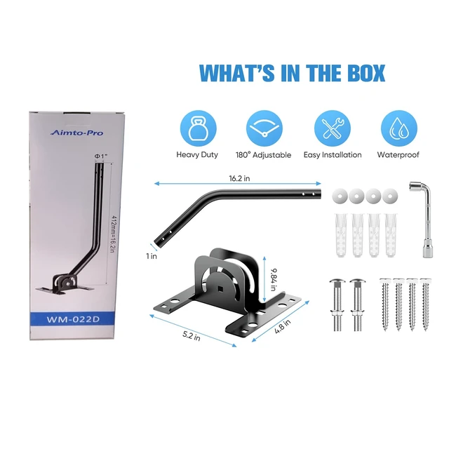 Alt view image 6 of 6 - Antenna Mount Pole 1" OD Steel J-Pole Mount & 2mm Thick Bracket Plate For TV Antennas, Surveillance Cameras, Weather Stations, Full Hardware Included, For Wall/Roof Mount