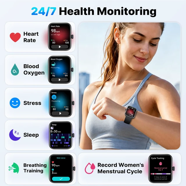 Alt view image 5 of 7 - 2026 Smart Watch for Men Women, GPS, 3ATM Waterproof, AI Voice Assistant 1.85" Fitness Tracker,100 Sports Modes incl. Swimming, Heart Rate, SpO2, Sleep & Stress, Bluetooth Calls for Android iOS