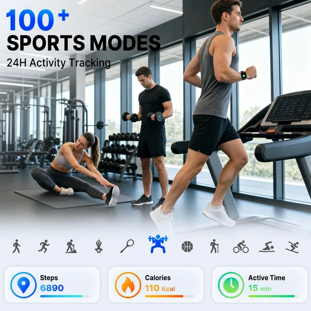 Alt view image 7 of 7 - 2026 Smart Watch for Men Women, GPS, 3ATM Waterproof, AI Voice Assistant 1.85" Fitness Tracker,100 Sports Modes incl. Swimming, Heart Rate, SpO2, Sleep & Stress, Bluetooth Calls for Android iOS