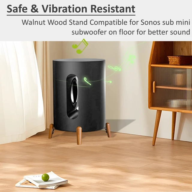 Alt view image 4 of 7 - Real Wood Stand for sonos sub mini subwoofer on Floor,Table,Carpet,Walnut Wooden bracket hold sub mini sono big speaker,tripod desktop Mount Accessories Protect bass for Sound,Secure Stable holder