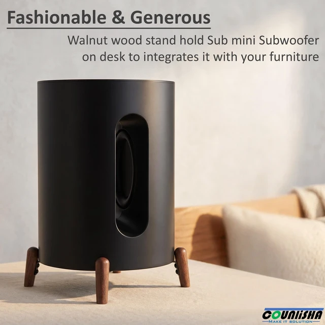 Alt view image 7 of 7 - Real Wood Stand for sonos sub mini subwoofer on Floor,Table,Carpet,Walnut Wooden bracket hold sub mini sono big speaker,tripod desktop Mount Accessories Protect bass for Sound,Secure Stable holder
