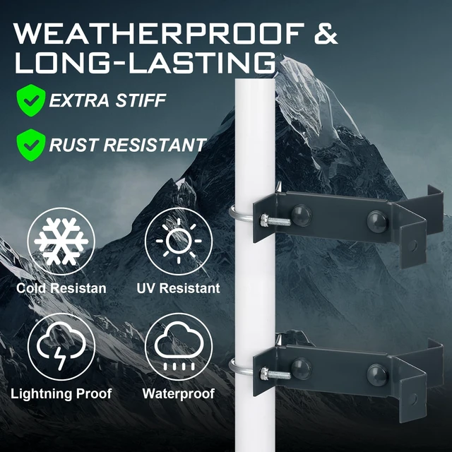 Alt view image 4 of 7 - 2 Set Antenna Chimney Y-Mount Kit, 18ft Galvanized Strap, 4 Inch Pole Heavy Duty Standoff Bracket, Y-mount Design for Mast Wall, for CB Ham Radio Weather Station Outdoor Use