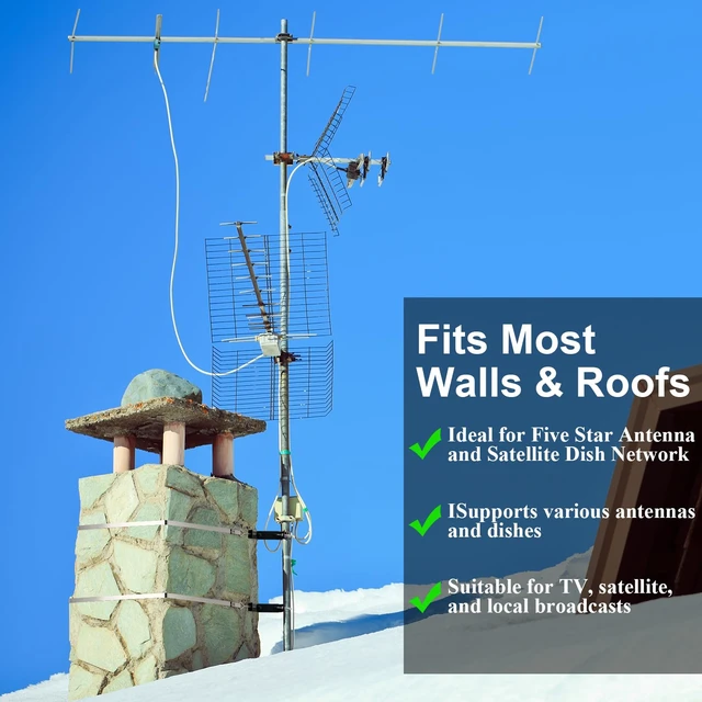 Alt view image 6 of 7 - 2 Set Antenna Chimney Y-Mount Kit, 18ft Galvanized Strap, 4 Inch Pole Heavy Duty Standoff Bracket, Y-mount Design for Mast Wall, for CB Ham Radio Weather Station Outdoor Use