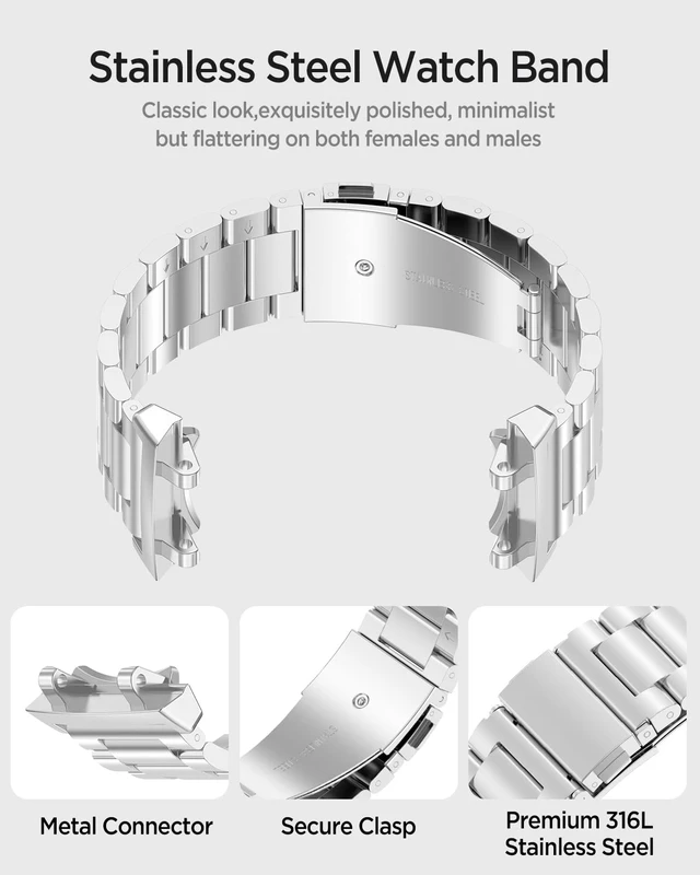 Alt view image 4 of 7 - Metal Band Compatible for Amazfit T-Rex 3, Waterproof, Lightweight, Men Women Durable Business Replacement Strap, Adjustable Wristband, 22mm Stainless Steel Band Bracelet for Amazfit T-Rex 3