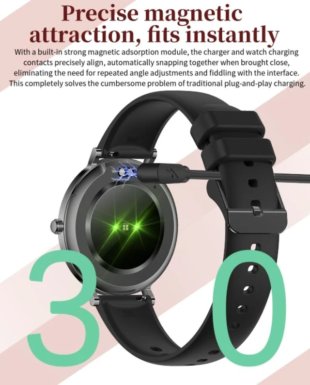 Alt view image 7 of 7 - Women Diamond Smart Watch with Bluetooth Calling, 1.32'' AMOLED Round Screen Fitness Tracker, Sleep Monitor, Waterproof Sport Smartwatch for Android iOS (Black)