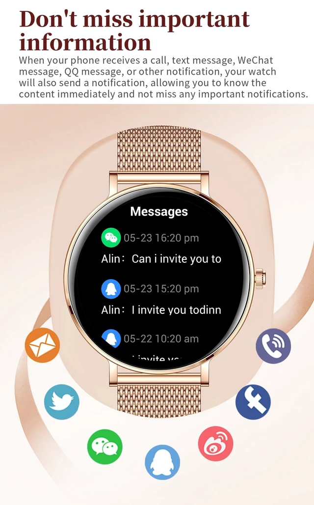 Alt view image 5 of 7 - Women Diamond Smart Watch with Bluetooth Calling, 1.32'' AMOLED Round Screen Fitness Tracker, Sleep Monitor, Waterproof Sport Smartwatch for Android iOS (Rose Gold)