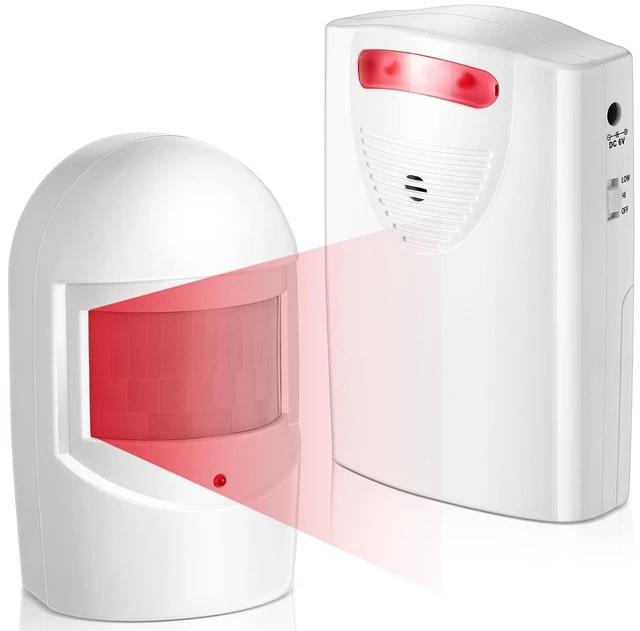 Main image of Wireless Driveway Alarm, Weather Proof Driveway Alarm, Style 2 Outside Motion Sensor with Receiver, Weatherproof Infrared Sensor, Indoor Home Security Business Alert System Detector
