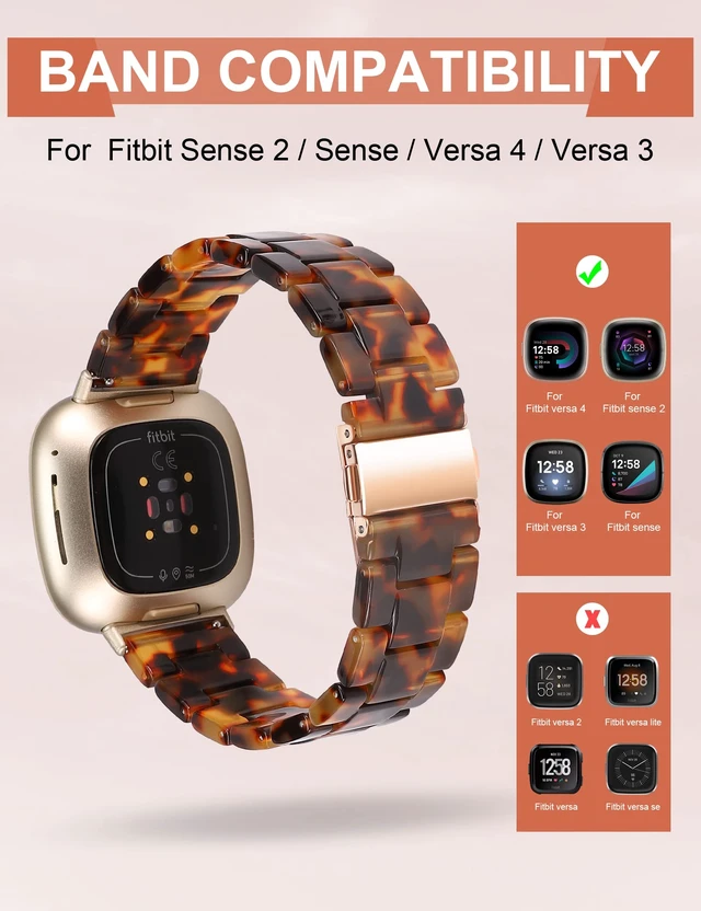 Alt view image 2 of 6 - Resin Band Compatible with Fitbit Versa 4 3/Sense 2/Sense Bands Cute Fashion Lightweight Wristband Strap Accessories for Versa 3/Versa 4/Sense/Sense 2 Bands for Women Men