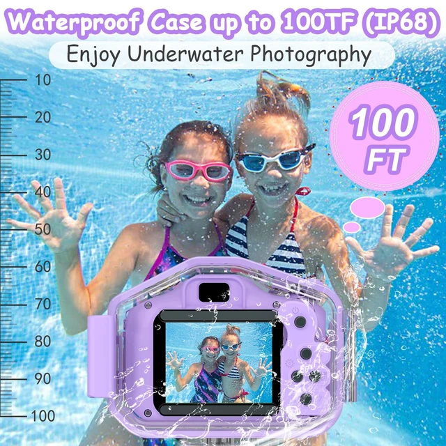 Alt view image 3 of 7 - Kids Waterproof Camera, Underwater HD Digital Camcorder, Purple Mini Action Toys, Christmas Birthday Gifts for Toddler Boys Girls 3-12, Ideal for Summer Beach Pool Camp Travel, 32GB card