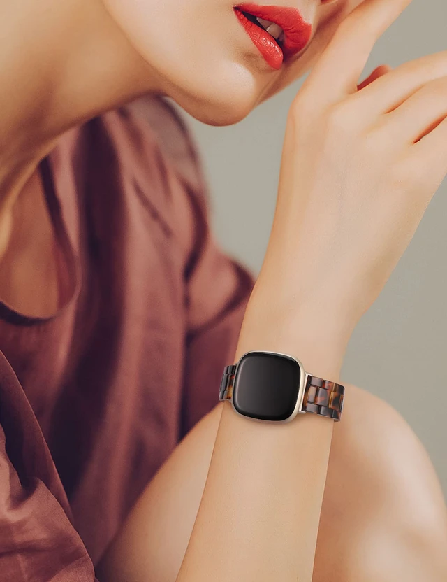 Alt view image 6 of 6 - Resin Band Compatible with Fitbit Versa 4 3/Sense 2/Sense Bands Cute Fashion Lightweight Wristband Strap Accessories for Versa 3/Versa 4/Sense/Sense 2 Bands for Women Men