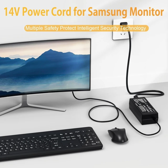 Alt view image 4 of 7 - 14V 4A Power Cord Compatible with Samsung Monitor S22C300H S23C350H S22C300H S24D590PL S24D390HL S27D590P S27D360H S27D390H CF591, 32" 27" 24" 22" 23" 20" 19" 18" 17" 15" Monitor Power Supply