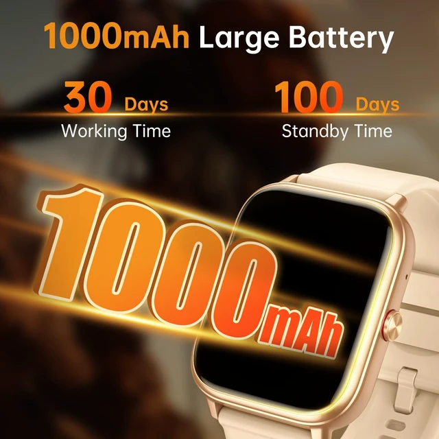 Alt view image 4 of 7 - Smart Watch for Men Women, Fitness Tracker (Answer/Make Call), 1000 mAh Battery, 120+ Sport Modes, Step Counter/Sleep Monitor Fitness Watch, Smartwatch for Android/iPhone (Gold)