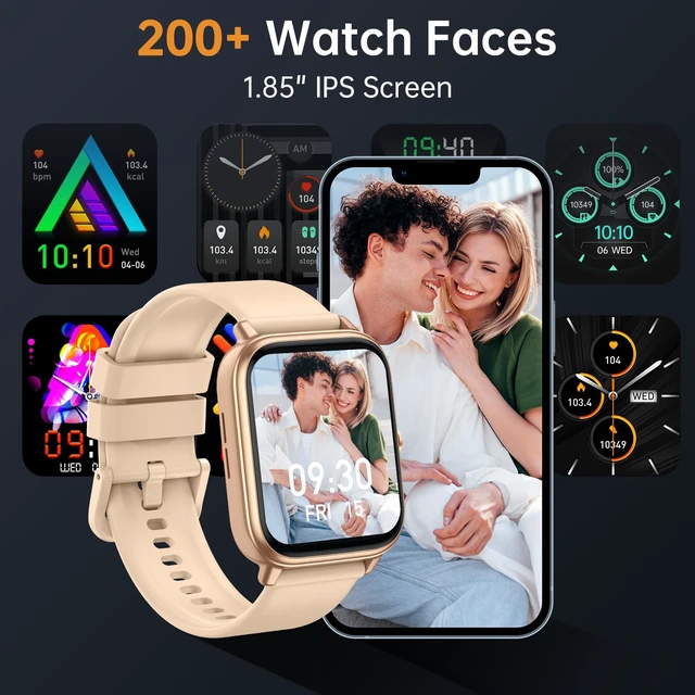 Alt view image 6 of 7 - Smart Watch for Men Women, Fitness Tracker (Answer/Make Call), 1000 mAh Battery, 120+ Sport Modes, Step Counter/Sleep Monitor Fitness Watch, Smartwatch for Android/iPhone (Gold)