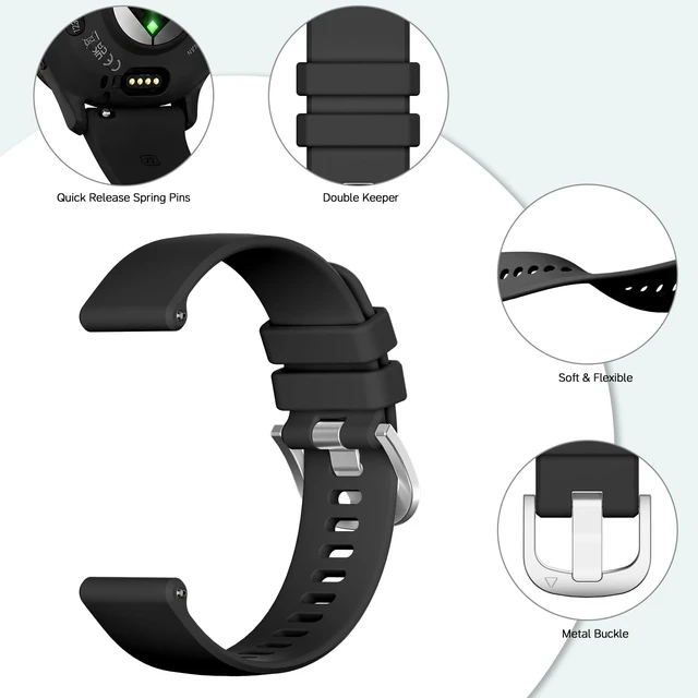 Alt view image 2 of 7 - 22mm Silicone Band Compatible with Venu 4 45mm/Venu 3/Venu 2, Soft Waterproof Sports Replacement Strap for Vivoactive 4/Forerunner 265/255/745 for Men Women