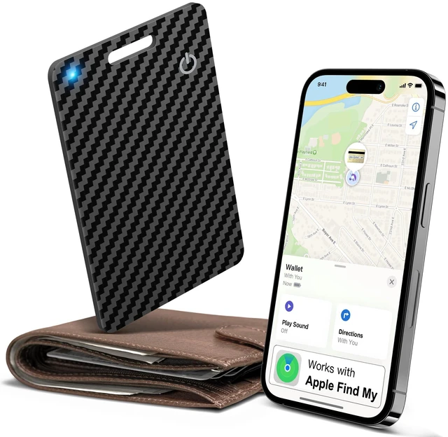 Main image of Wallet Tracker Card, Rechargeable, Works with Apple Find My 1.6mm thin, Qi rechargeable, 5-month battery, IP68 waterproof, Left-Behind Alerts, iPhone & iPad compatible