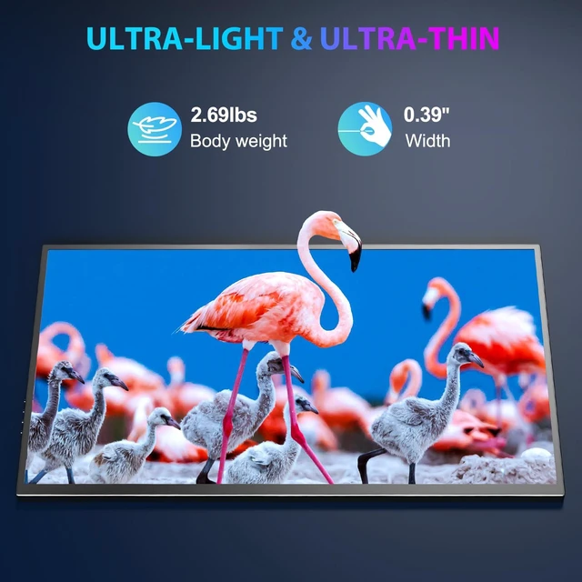 Alt view image 7 of 7 - 18.5 Inch Portable Monitor for Laptop, FHD 1080P 100% sRGB Travel Monitors for Laptop, Portable Computer IPS Display w/VESA, External Monitor USB-C HDR HDMI Portable Screen w/Smart Cover & Speakers