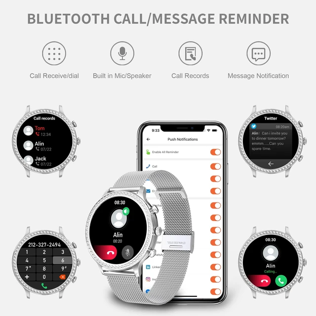 Alt view image 2 of 7 - Shining Women Smart Watch for Android & iOS Phone (Answer/Make Call), Women Watch AI Voice Control, Fitness Tracker Watch with 19 Sports Modes,Whole Day Health Monitor HR/BP/SpO2