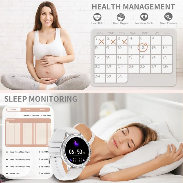 Alt view image 6 of 7 - Shining Women Smart Watch for Android & iOS Phone (Answer/Make Call), Women Watch AI Voice Control, Fitness Tracker Watch with 19 Sports Modes,Whole Day Health Monitor HR/BP/SpO2