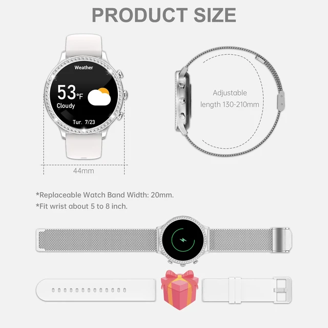 Alt view image 7 of 7 - Shining Women Smart Watch for Android & iOS Phone (Answer/Make Call), Women Watch AI Voice Control, Fitness Tracker Watch with 19 Sports Modes,Whole Day Health Monitor HR/BP/SpO2