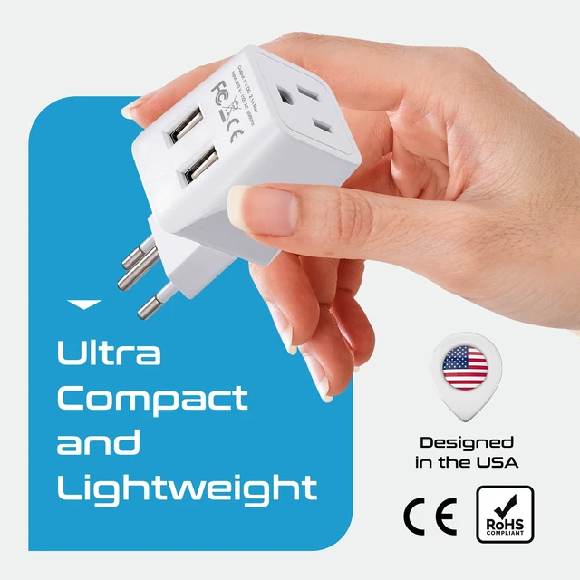 Alt view image 6 of 7 - Switzerland Travel Adapter Plug with Dual USB + Usa Input - Type J - Ultra Compact - Safe Grounded for Laptops, Cell Phones, Chargers, Camera and More (CTU-11A)