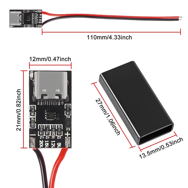Alt view image 2 of 6 - 10PCS Type-C PD3.0 QC Trigger Board USB-C PD QC 5V 9V 12V 15V 20V DC Fixed Voltage Power Trigger Module 5A with QC Trigger Housing for Household Electronics