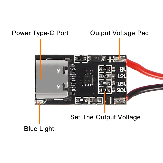 Alt view image 3 of 6 - 10PCS Type-C PD3.0 QC Trigger Board USB-C PD QC 5V 9V 12V 15V 20V DC Fixed Voltage Power Trigger Module 5A with QC Trigger Housing for Household Electronics