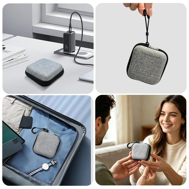 Alt view image 7 of 7 - 2-in-1 Charging Dock &Hard Case for PLAUD NotePin S Voice Recorder, Magnetic Charger Base +USB-C Braided Cable +Protective Storage Bag,Compatible with PLAUD NotePin/NotePin S AI Voice Recorder