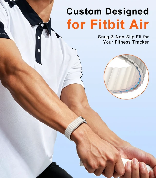 Alt view image 2 of 7 - Magnetic Sport Soft Silicone Band Compatible with Fitbit Air Lightweight Active Bands Compatible with Fitbit Air Women Men, Adjustable Sweatproof Wristband for Fitness, Sleep, Daily Wear