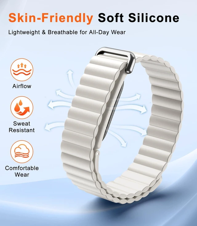 Alt view image 3 of 7 - Magnetic Sport Soft Silicone Band Compatible with Fitbit Air Lightweight Active Bands Compatible with Fitbit Air Women Men, Adjustable Sweatproof Wristband for Fitness, Sleep, Daily Wear