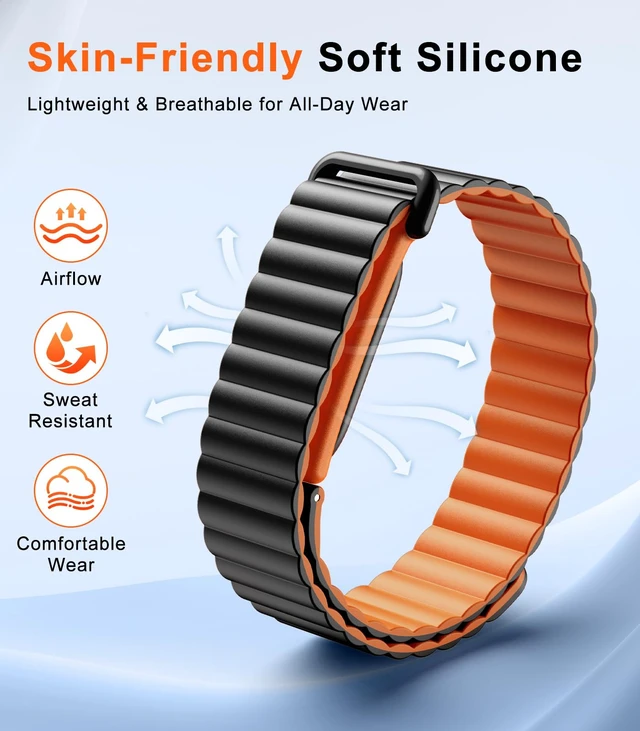 Alt view image 3 of 7 - Magnetic Sport Soft Silicone Band Compatible with Fitbit Air Lightweight Active Bands Compatible with Fitbit Air Women Men, Adjustable Sweatproof Wristband for Fitness, Sleep, Daily Wear