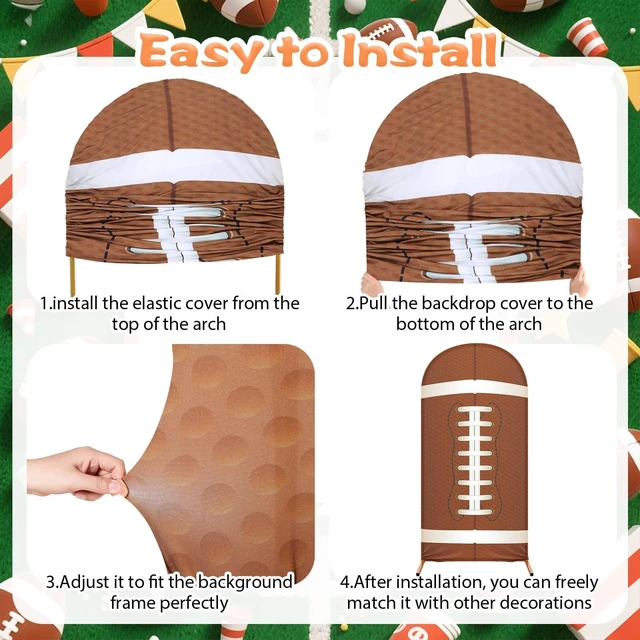 Alt view image 4 of 7 - 7.2 ft Football Arch Cover Backdrop Football Party Decorations Football Field Stretchy Spandex Fitted, Balloon Stands Backdrop for Sports Theme Birthday Party Photography Decoration