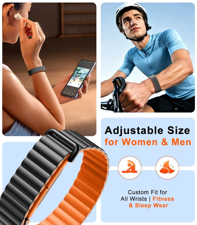 Alt view image 5 of 7 - Magnetic Sport Soft Silicone Band Compatible with Fitbit Air Lightweight Active Bands Compatible with Fitbit Air Women Men, Adjustable Sweatproof Wristband for Fitness, Sleep, Daily Wear