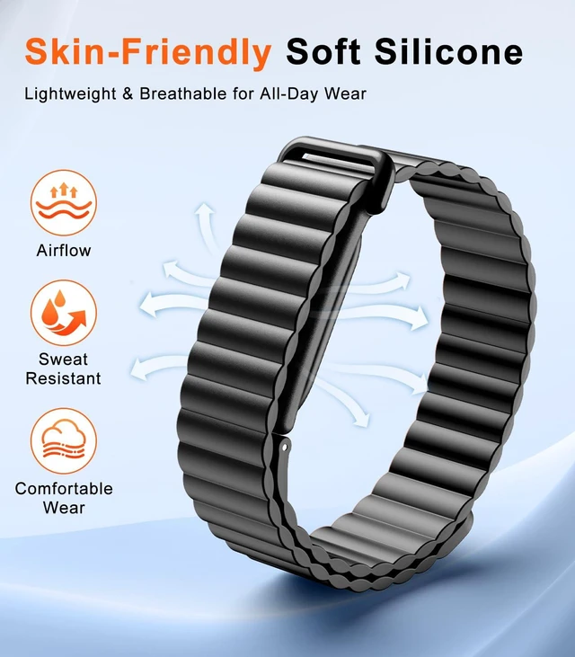 Alt view image 3 of 7 - Magnetic Sport Soft Silicone Band Compatible with Fitbit Air Lightweight Active Bands Compatible with Fitbit Air Women Men, Adjustable Sweatproof Wristband for Fitness, Sleep, Daily Wear