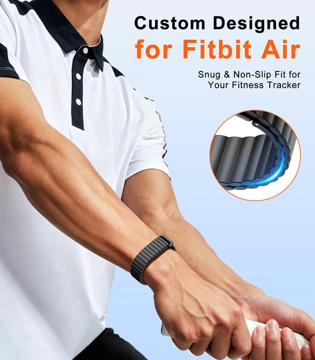 Alt view image 2 of 7 - Magnetic Sport Soft Silicone Band Compatible with Fitbit Air Lightweight Active Bands Compatible with Fitbit Air Women Men, Adjustable Sweatproof Wristband for Fitness, Sleep, Daily Wear