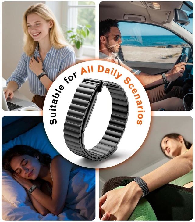 Alt view image 6 of 7 - Magnetic Sport Soft Silicone Band Compatible with Fitbit Air Lightweight Active Bands Compatible with Fitbit Air Women Men, Adjustable Sweatproof Wristband for Fitness, Sleep, Daily Wear