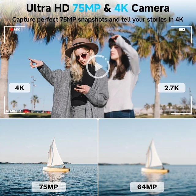 Alt view image 2 of 7 - Digital Camera, 4K WiFi 75MP Dual Camera Point and Shoot Camera with Touchscreen and 16X Zoom, Autofocus Vlogging Cameras for YouTube and Travel, with 32GB Card for Kids, Teens, Beginners (White)