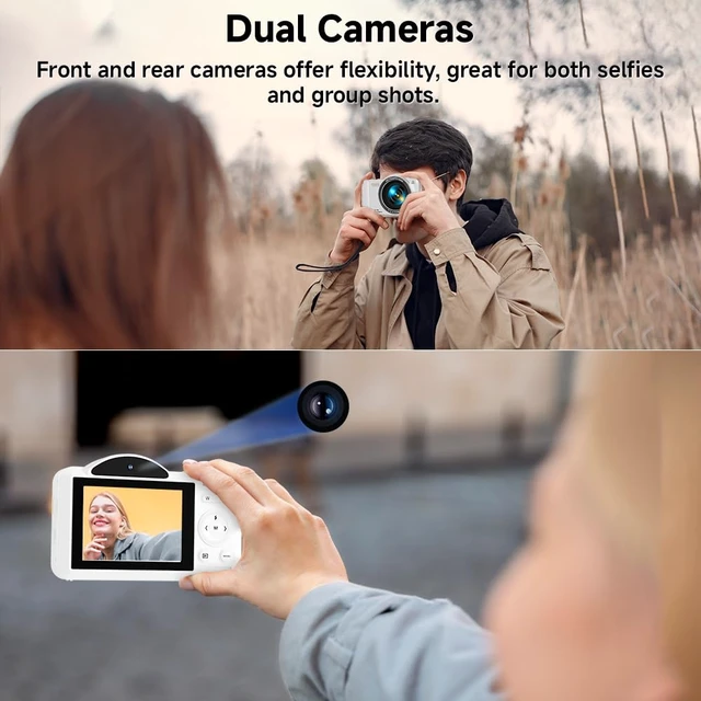 Alt view image 3 of 7 - Digital Camera, 4K WiFi 75MP Dual Camera Point and Shoot Camera with Touchscreen and 16X Zoom, Autofocus Vlogging Cameras for YouTube and Travel, with 32GB Card for Kids, Teens, Beginners (White)